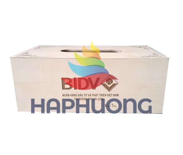 Mẫu hộp giấy ăn in logo BIDV