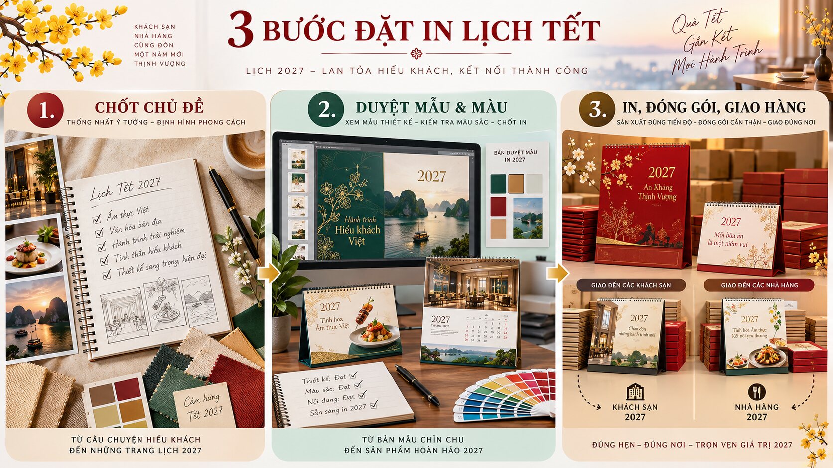 Ba bước đặt in lịch Tết cho nhà hàng khách sạn