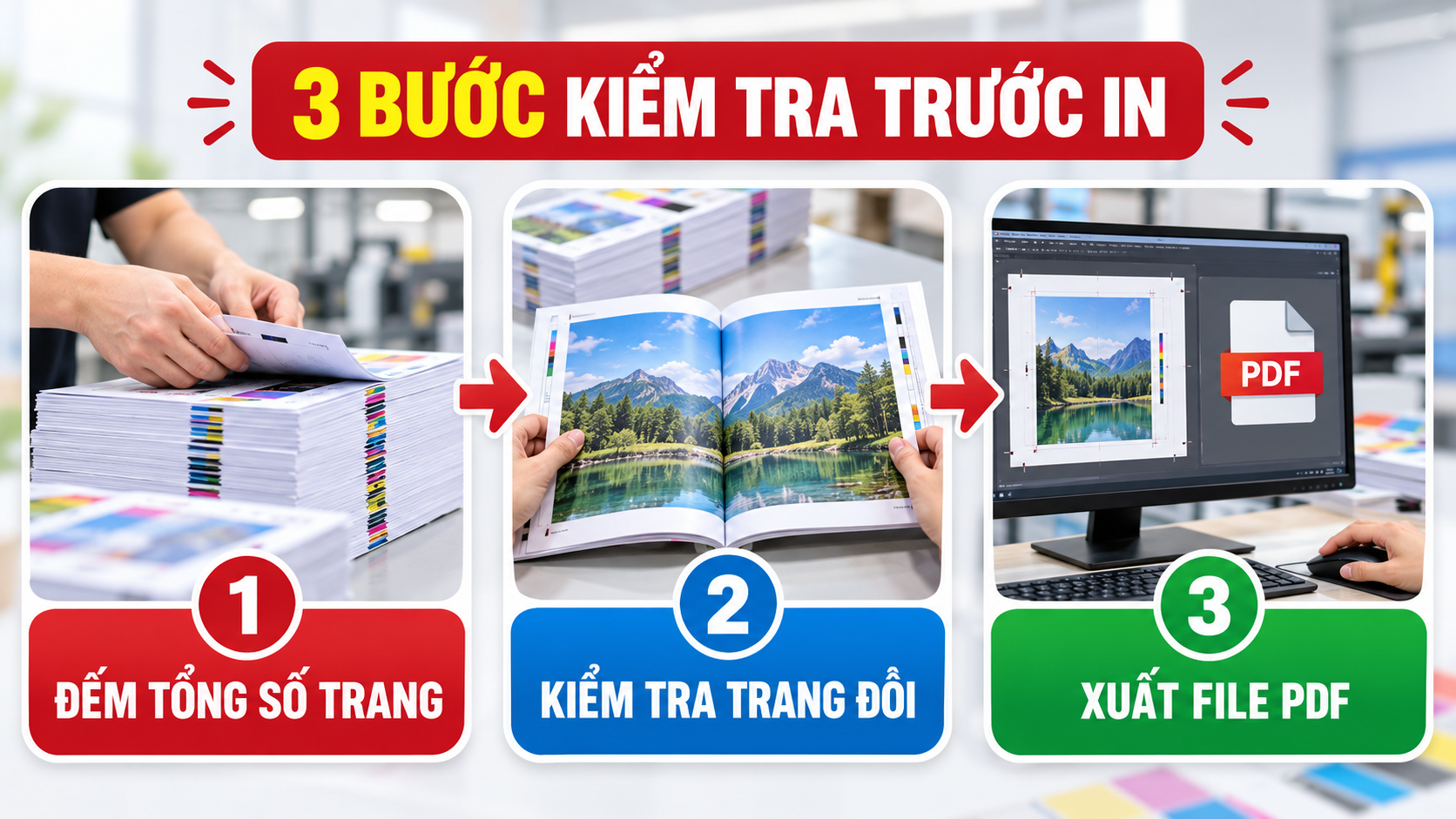 Ba bước kiểm tra file catalogue bấm kim trước khi in