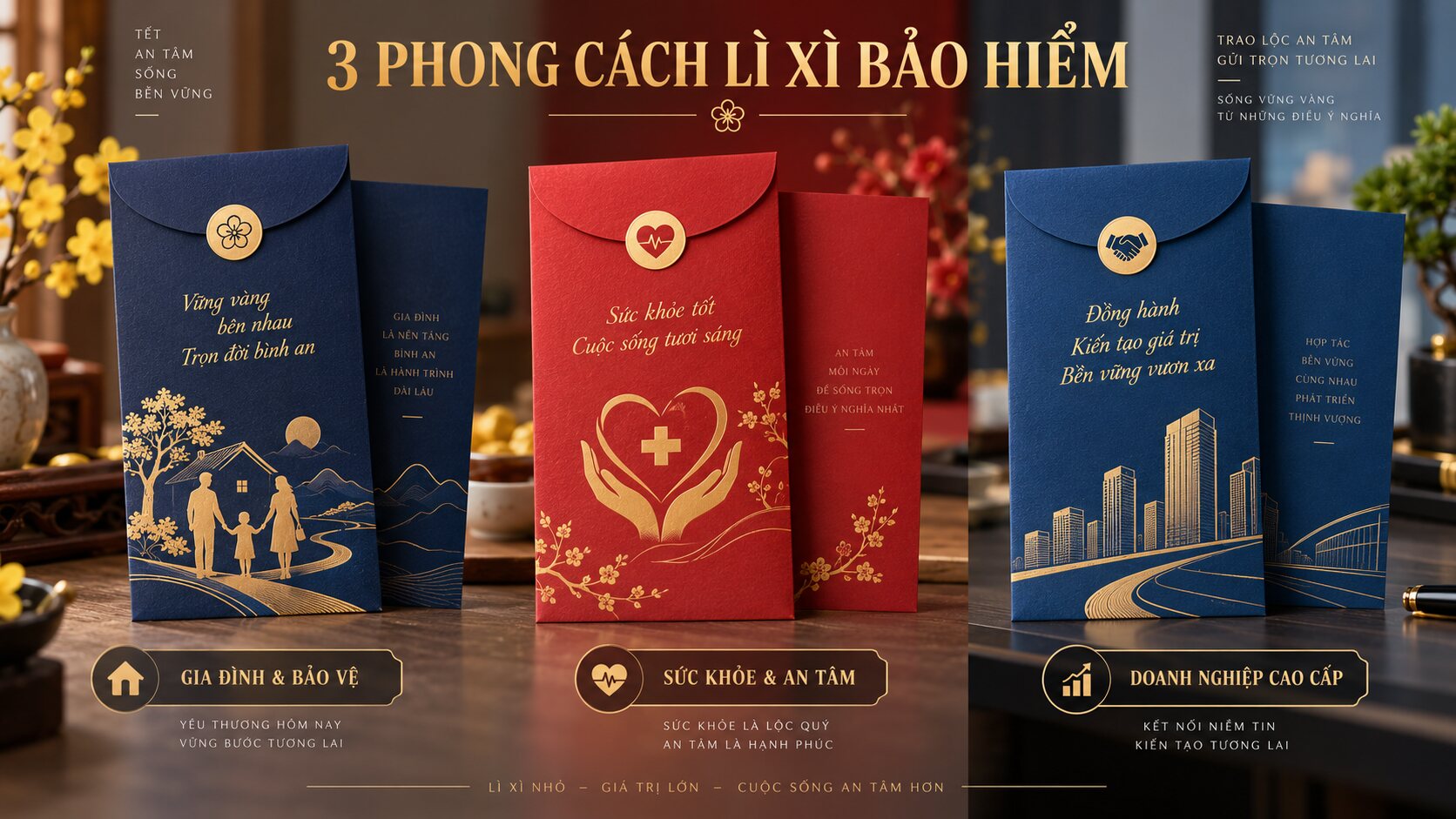 Ba phong cách bao lì xì Tết cho công ty bảo hiểm