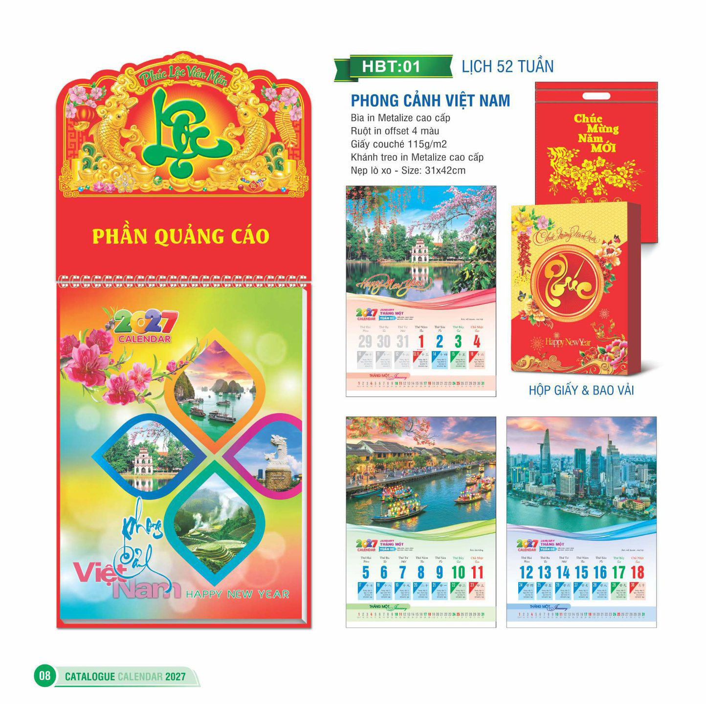 Lịch Bloc 52 Tuần Cao Cấp – In Theo Yêu Cầu, Free Ship Toàn Quốc