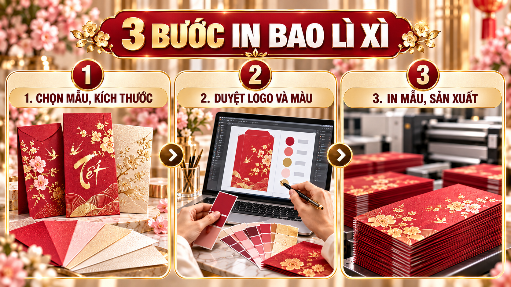 Ba bước đặt bao lì xì giấy mỹ thuật 2027