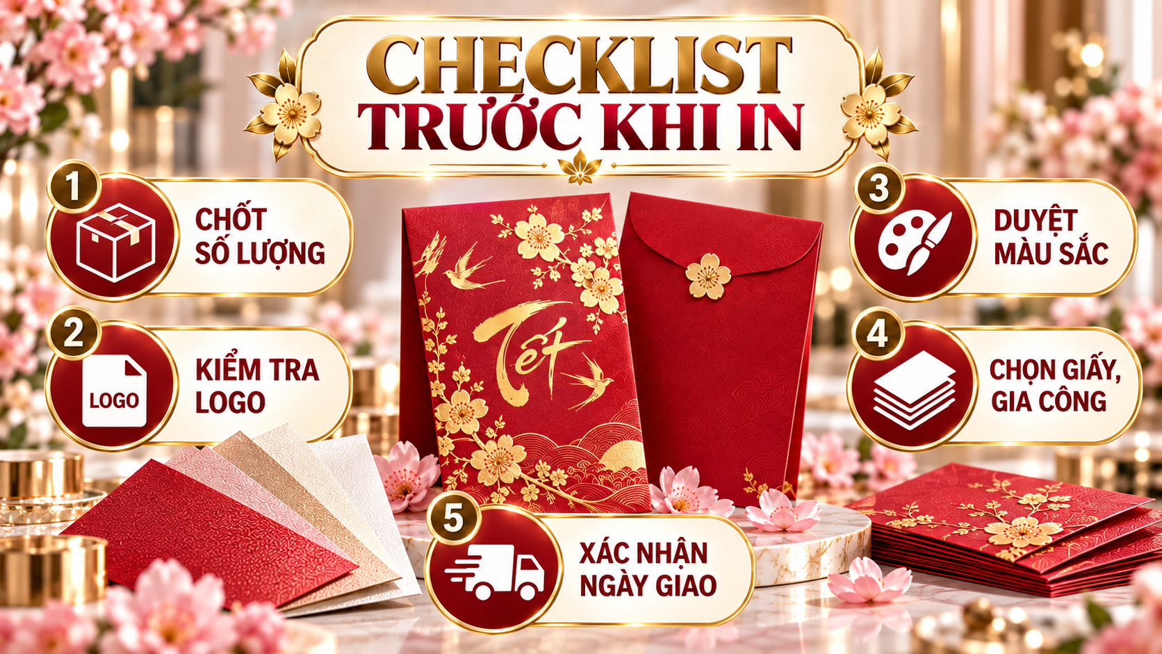 Checklist đặt bao lì xì giấy mỹ thuật 2027