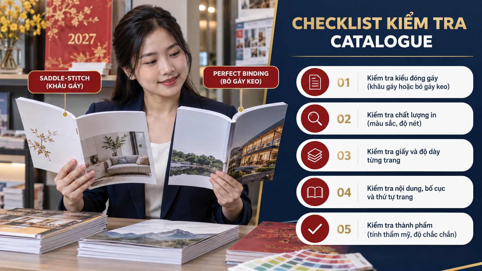 Checklist chọn catalogue đóng gáy lò xo