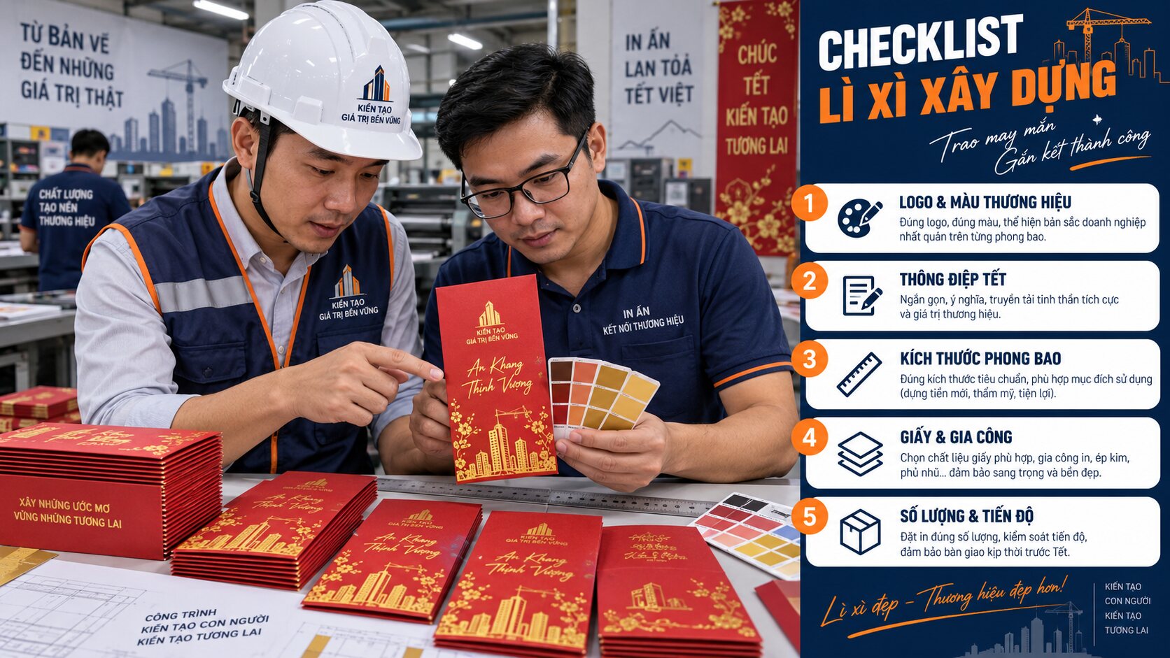 Checklist đặt in bao lì xì cho doanh nghiệp xây dựng
