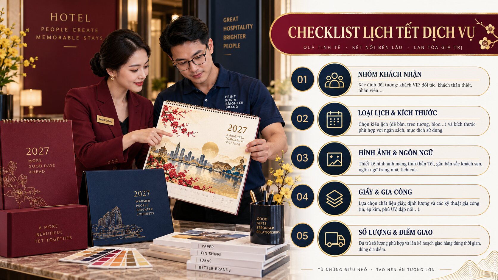 Checklist đặt in lịch Tết nhà hàng khách sạn