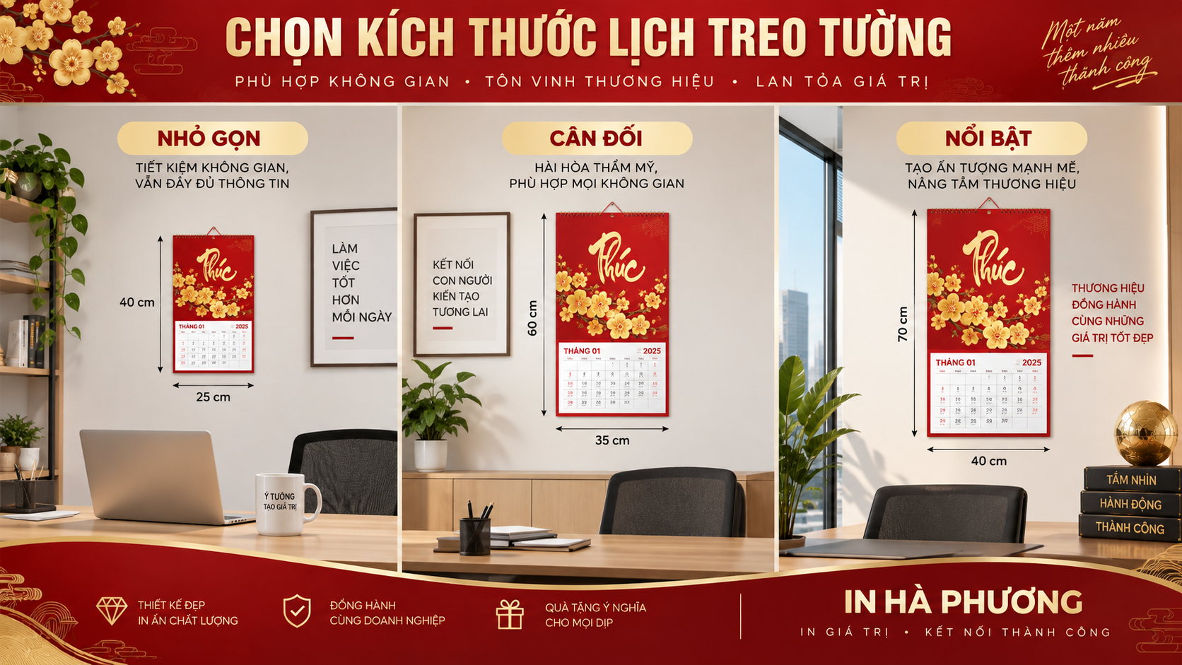 Chọn kích thước lịch theo không gian văn phòng