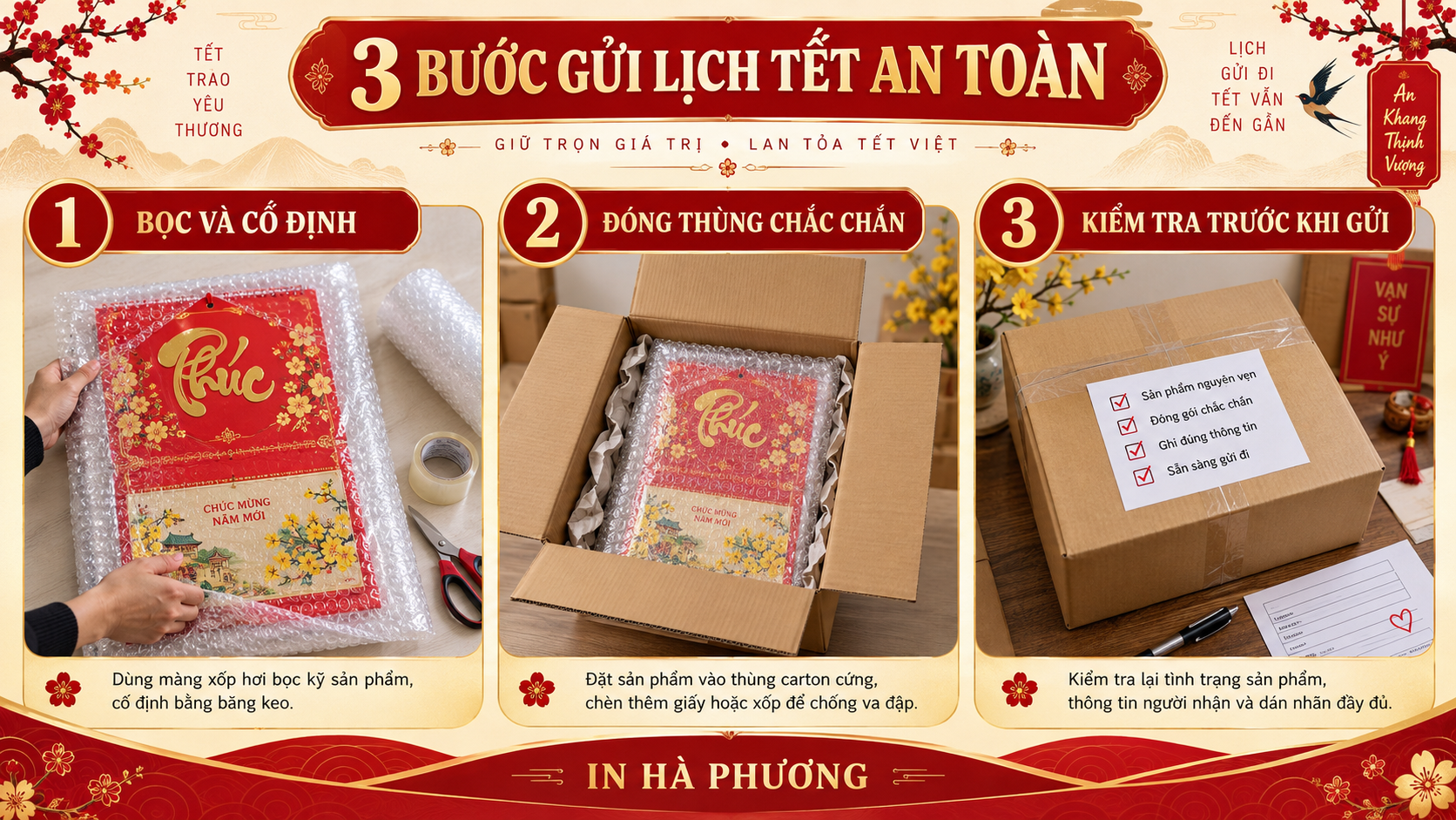 Ba bước đặt đóng gói lịch Tết gửi tỉnh an toàn