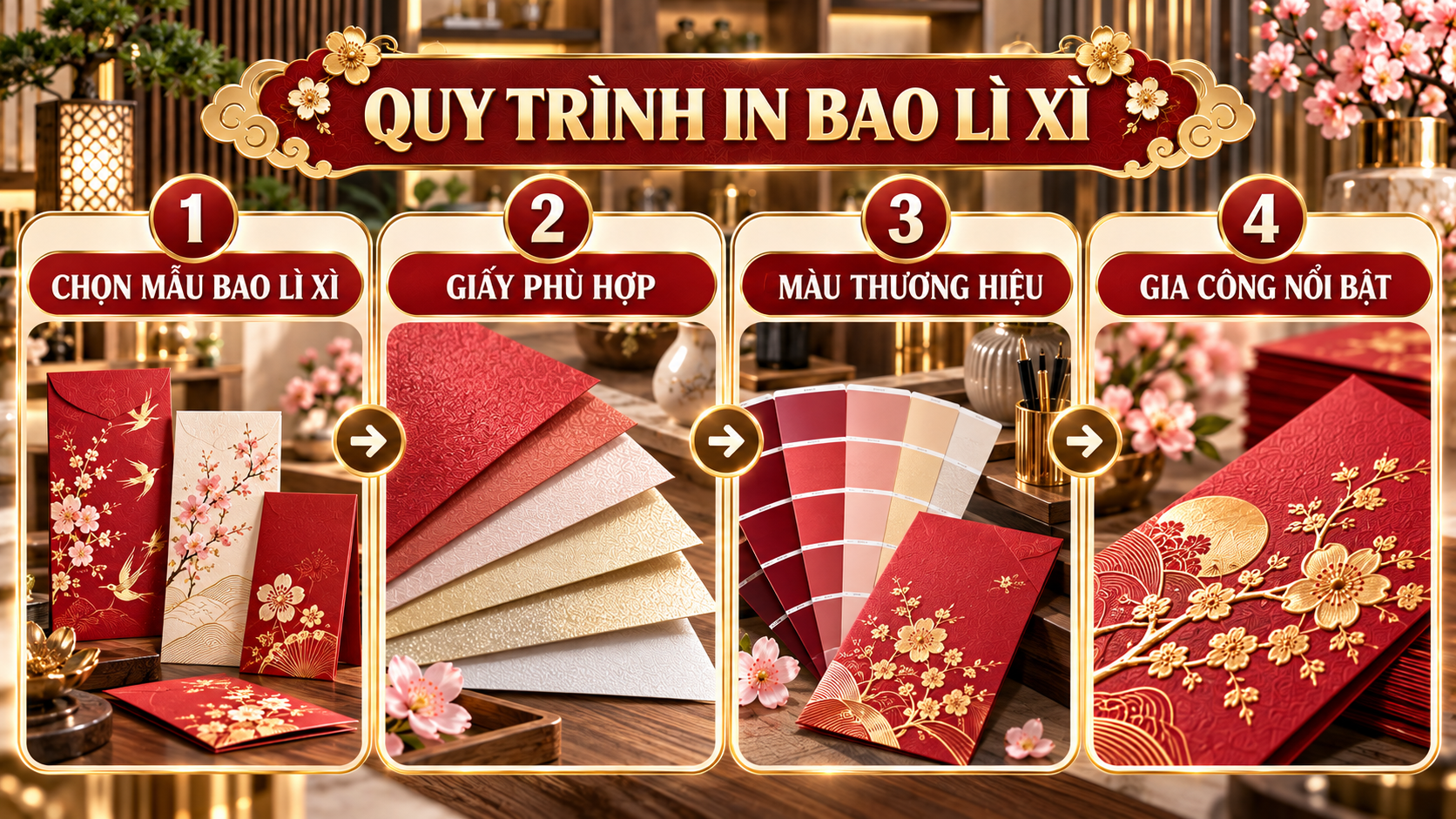 Ba phong cách in bao lì xì Tết 2027 cho công ty nội thất