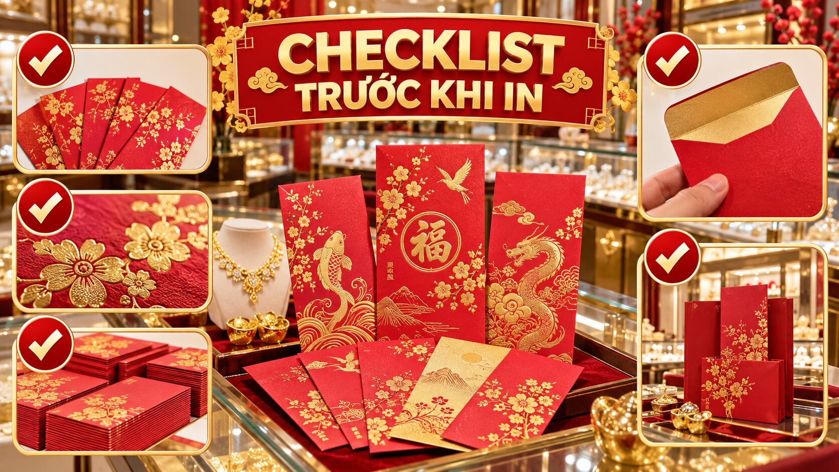 Ba bước đặt in bao lì xì Tết 2027 cho cửa hàng vàng bạc và trang sức