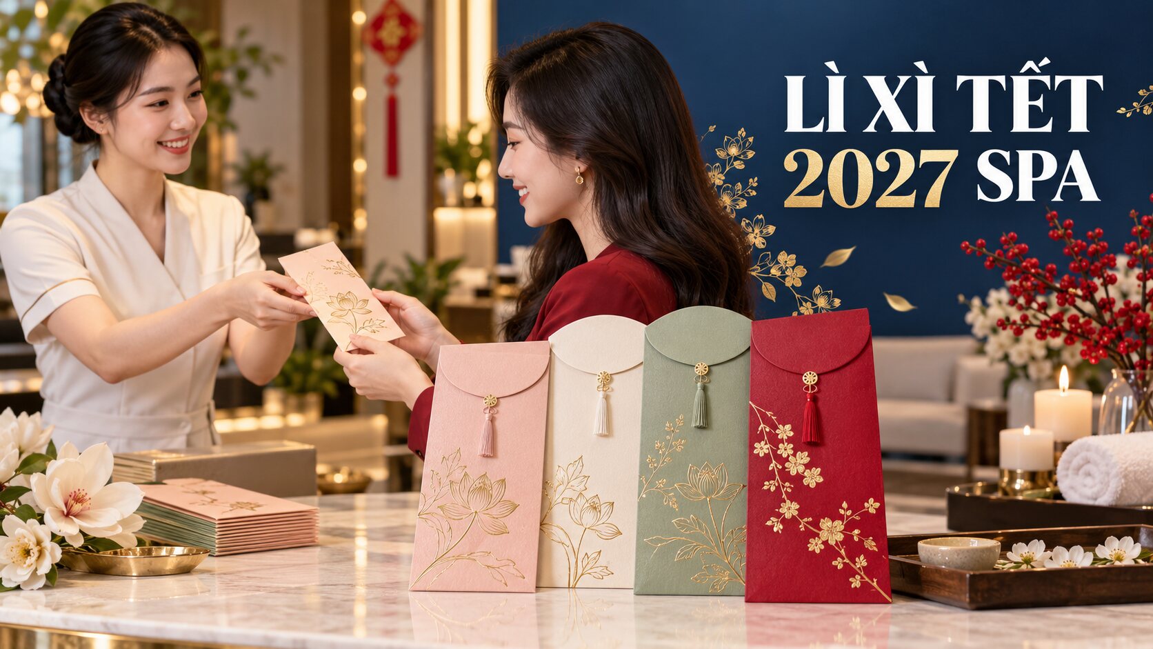 in bao lì xì Tết 2027 cho spa và thẩm mỹ viện