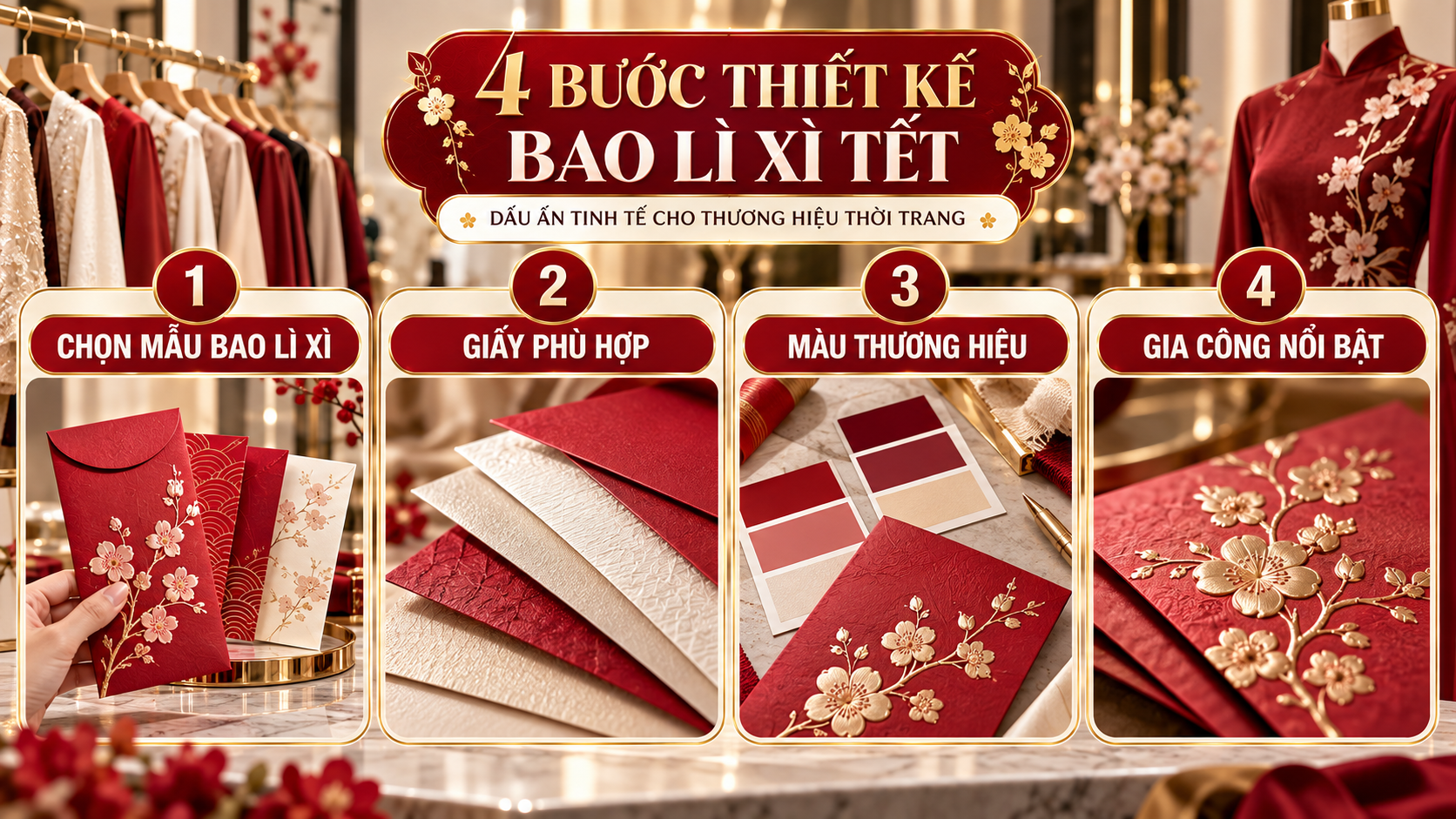 Ba phong cách in bao lì xì Tết 2027 cho thương hiệu thời trang