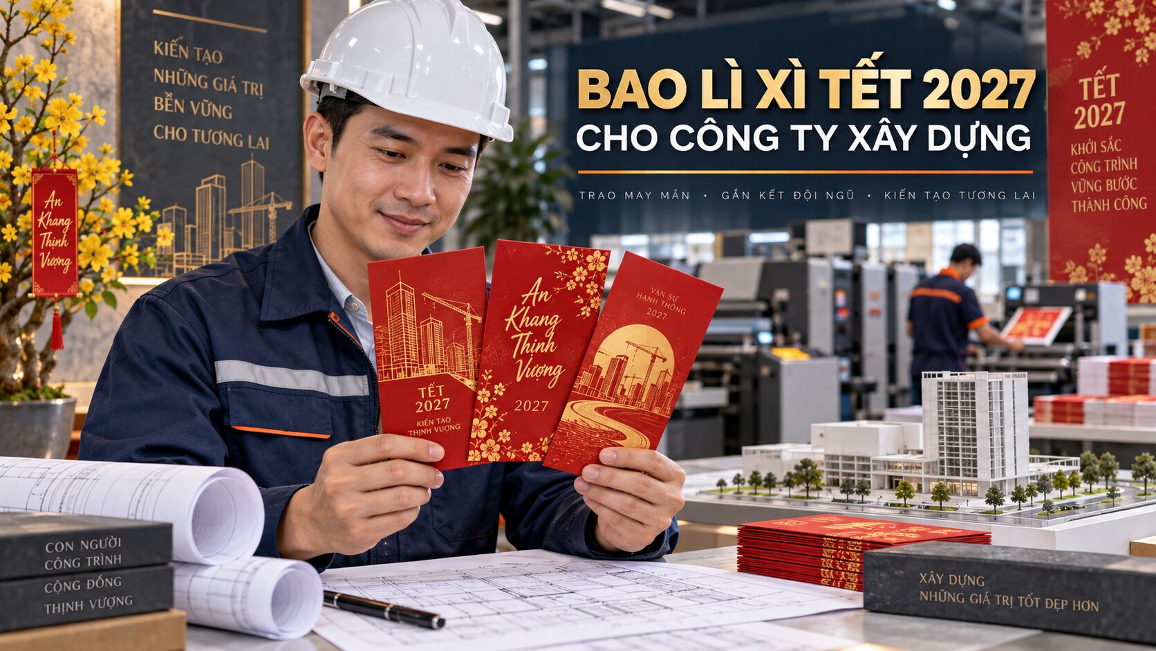 In bao lì xì Tết 2027 cho công ty xây dựng
