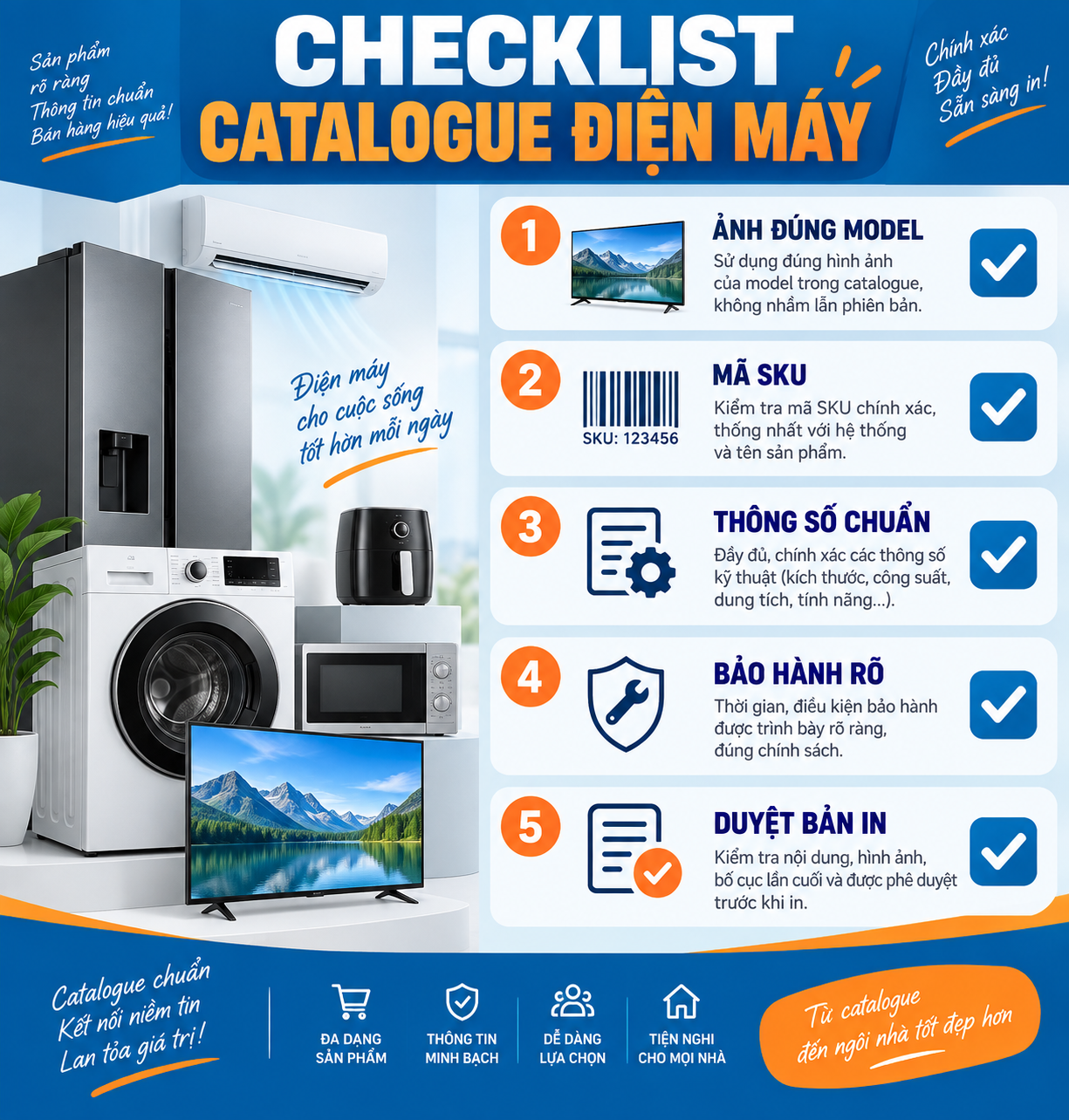 Checklist in catalogue điện máy và gia dụng