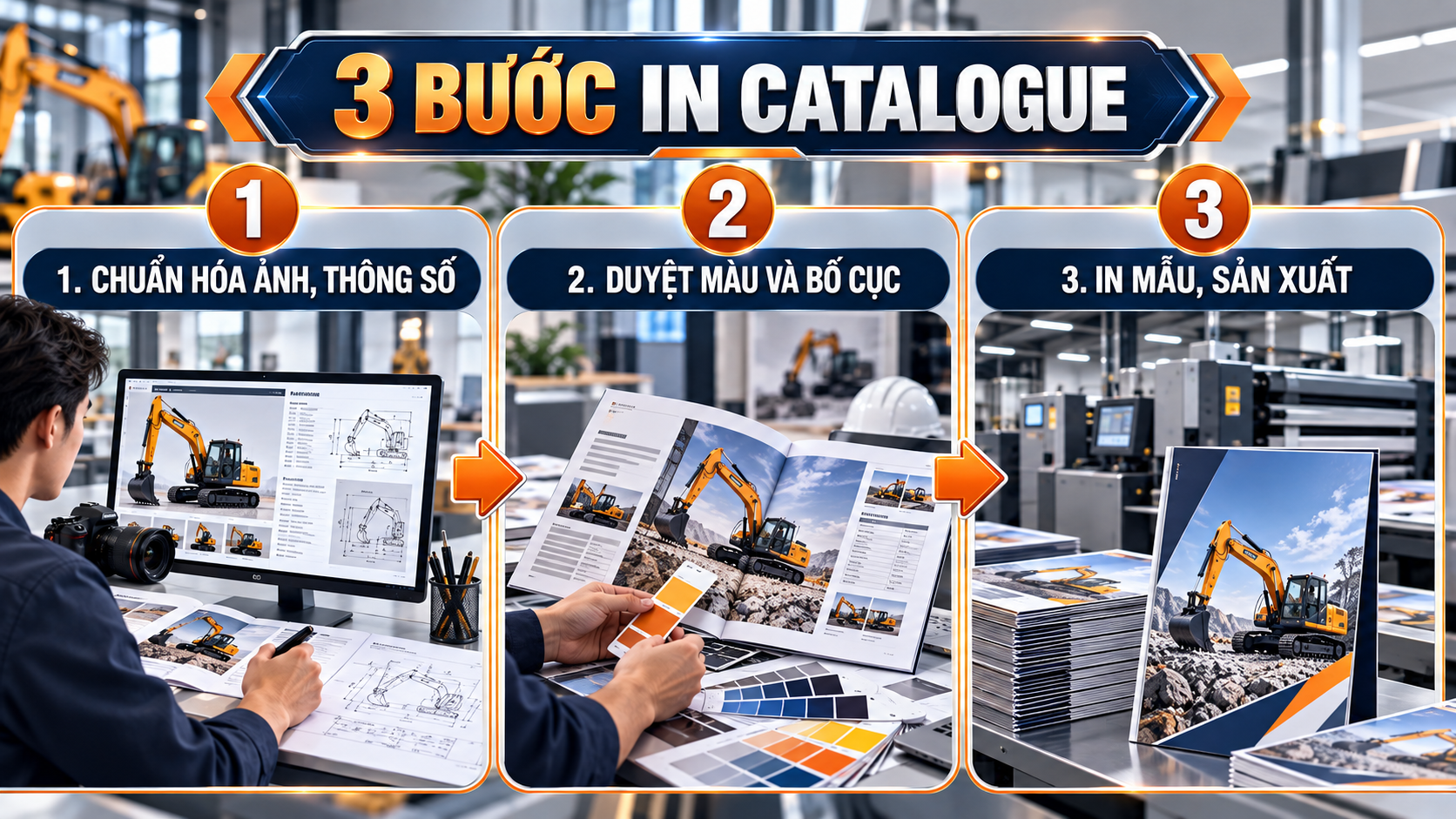 Ba bước triển khai in catalogue máy móc thiết bị