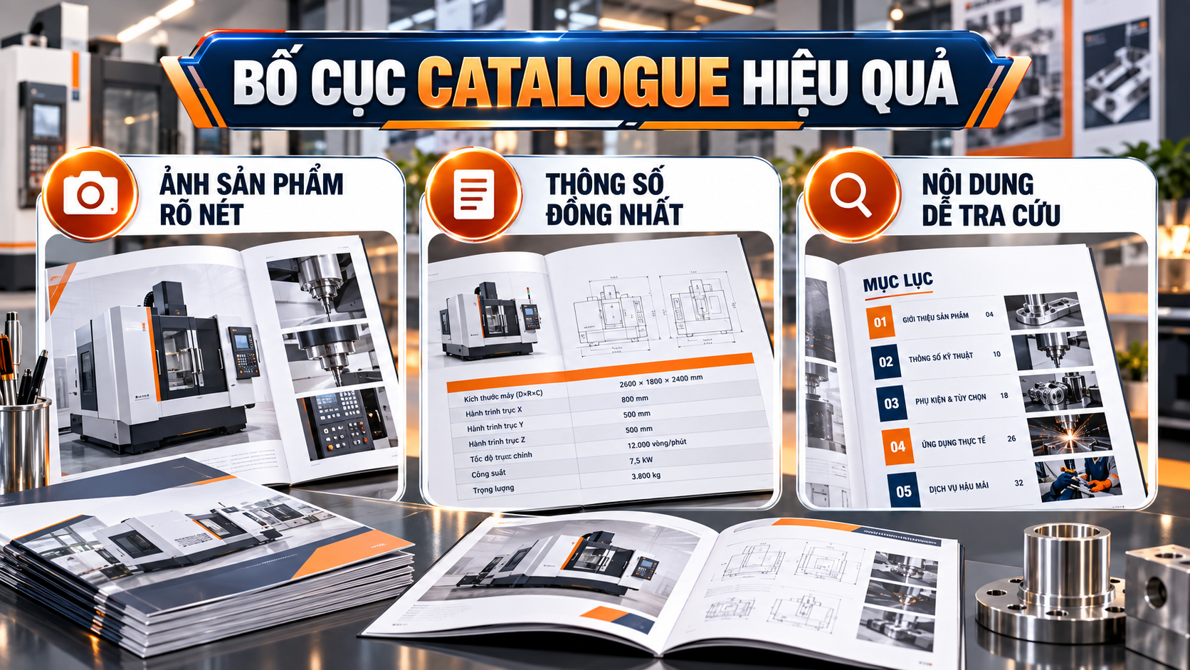 Các phương án kiểm soát in catalogue máy móc thiết bị