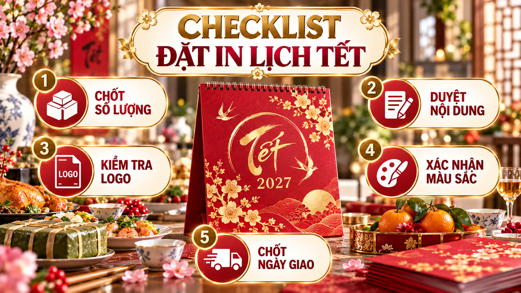 Checklist đặt in lịch Tết 2027 cho công ty thực phẩm và đồ uống