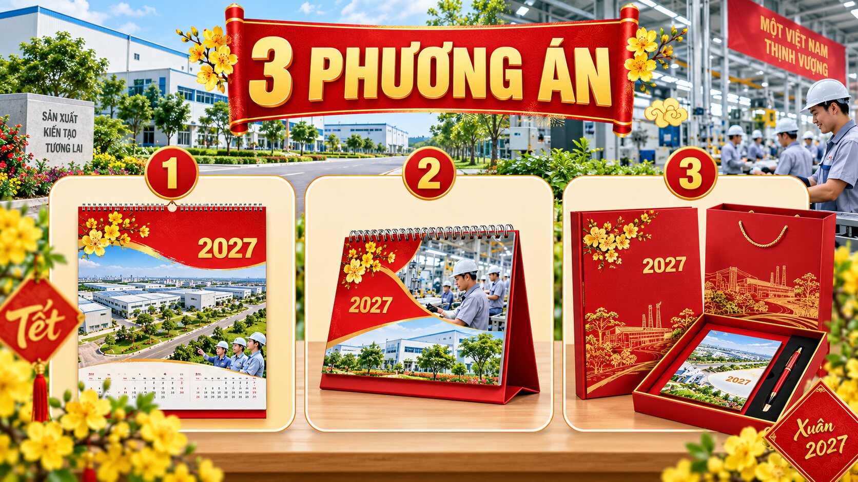 Ba bước đặt in lịch Tết 2027 cho nhà máy và khu công nghiệp