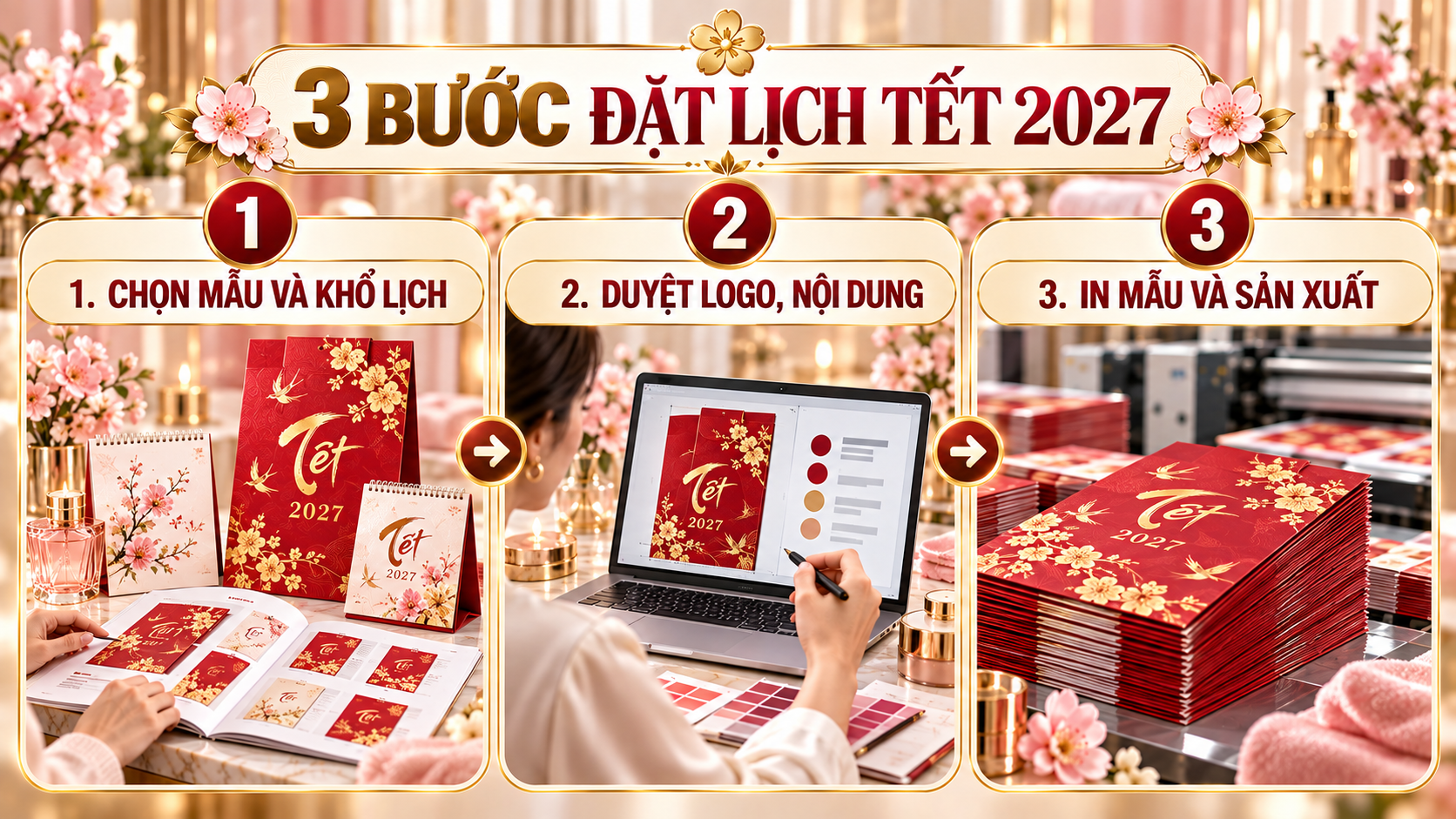 Ba bước đặt in lịch Tết 2027 cho spa và thẩm mỹ viện