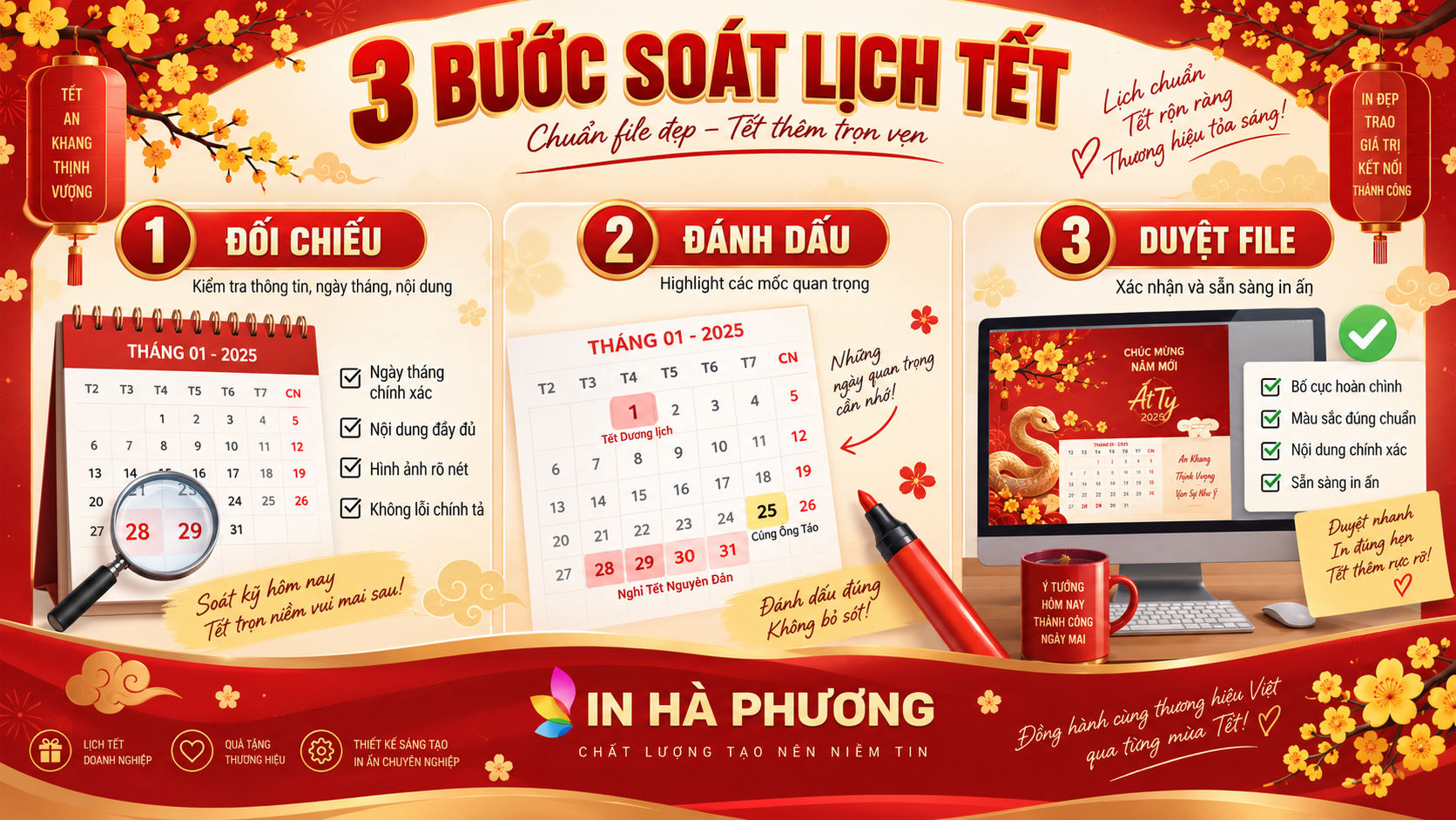 Ba bước duyệt file lịch Tết an toàn
