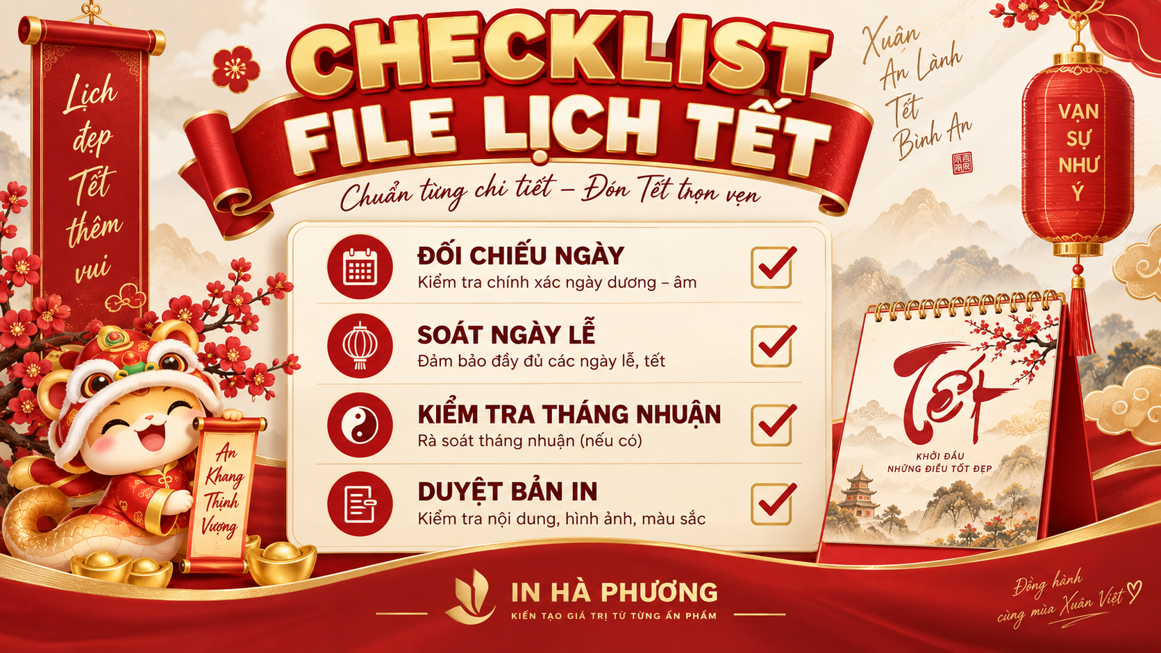 Checklist soát ngày âm dương trước khi in lịch