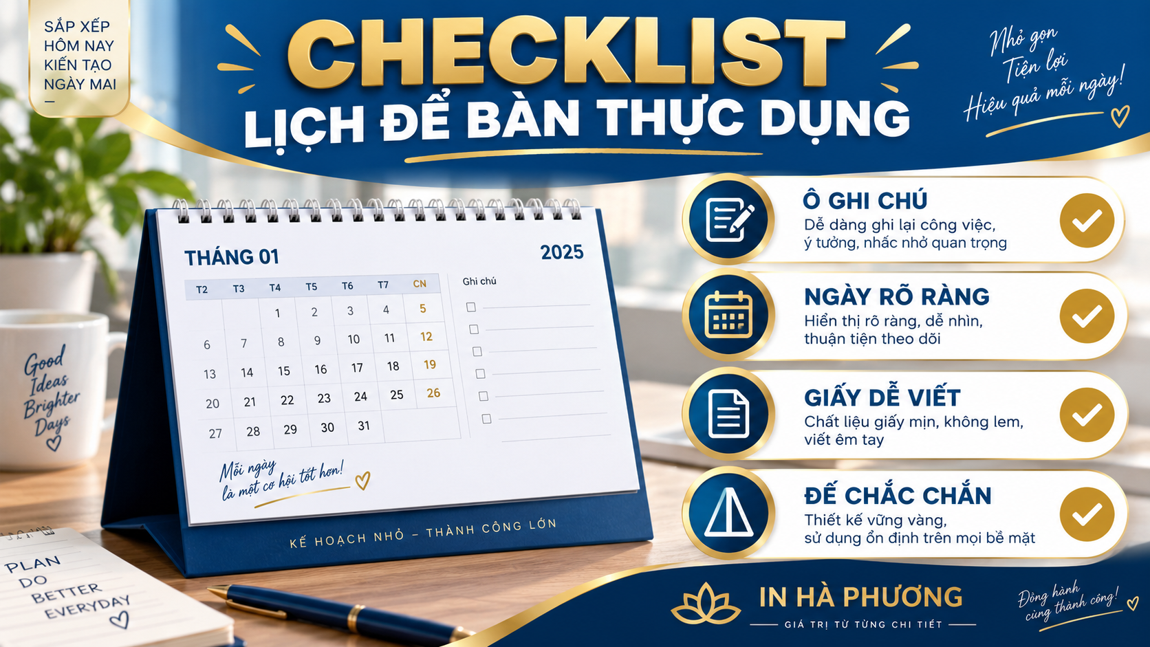 Checklist thiết kế lịch planner doanh nghiệp