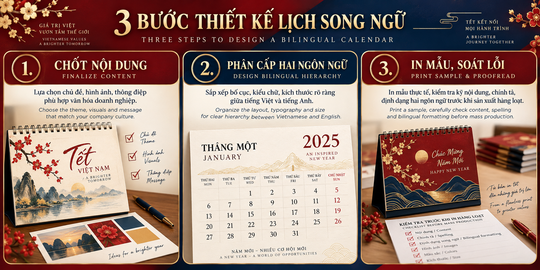 Ba bước đặt lịch Tết song ngữ Việt Anh cho doanh nghiệp