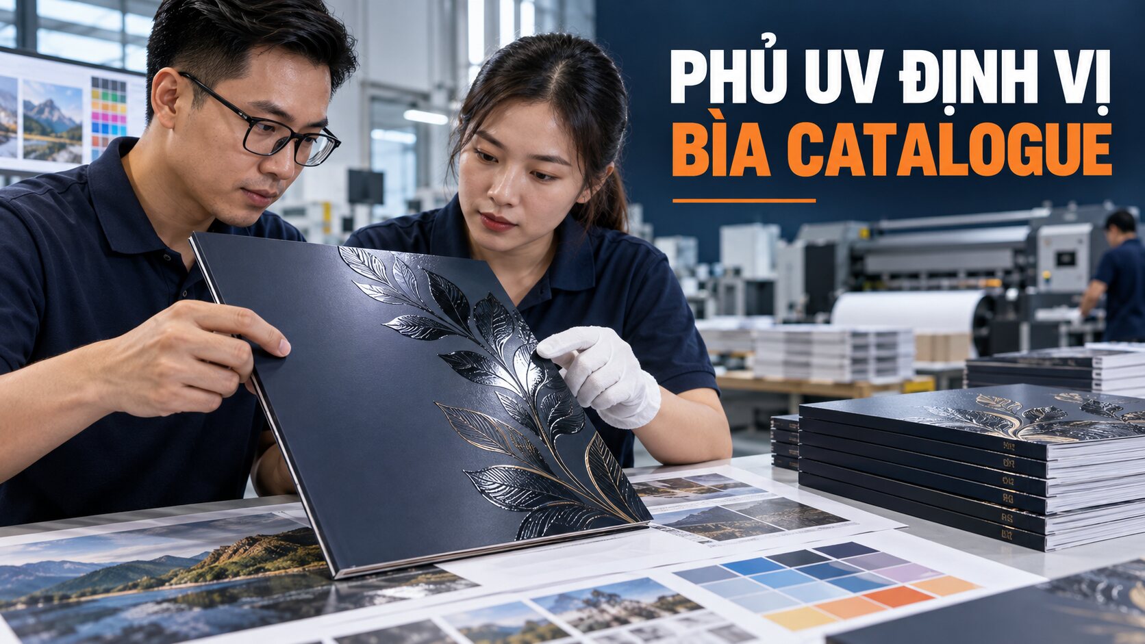 phủ UV định vị bìa catalogue