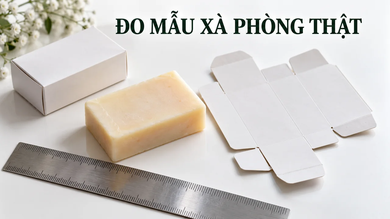 Đo mẫu xà phòng trước khi chốt khuôn hộp
