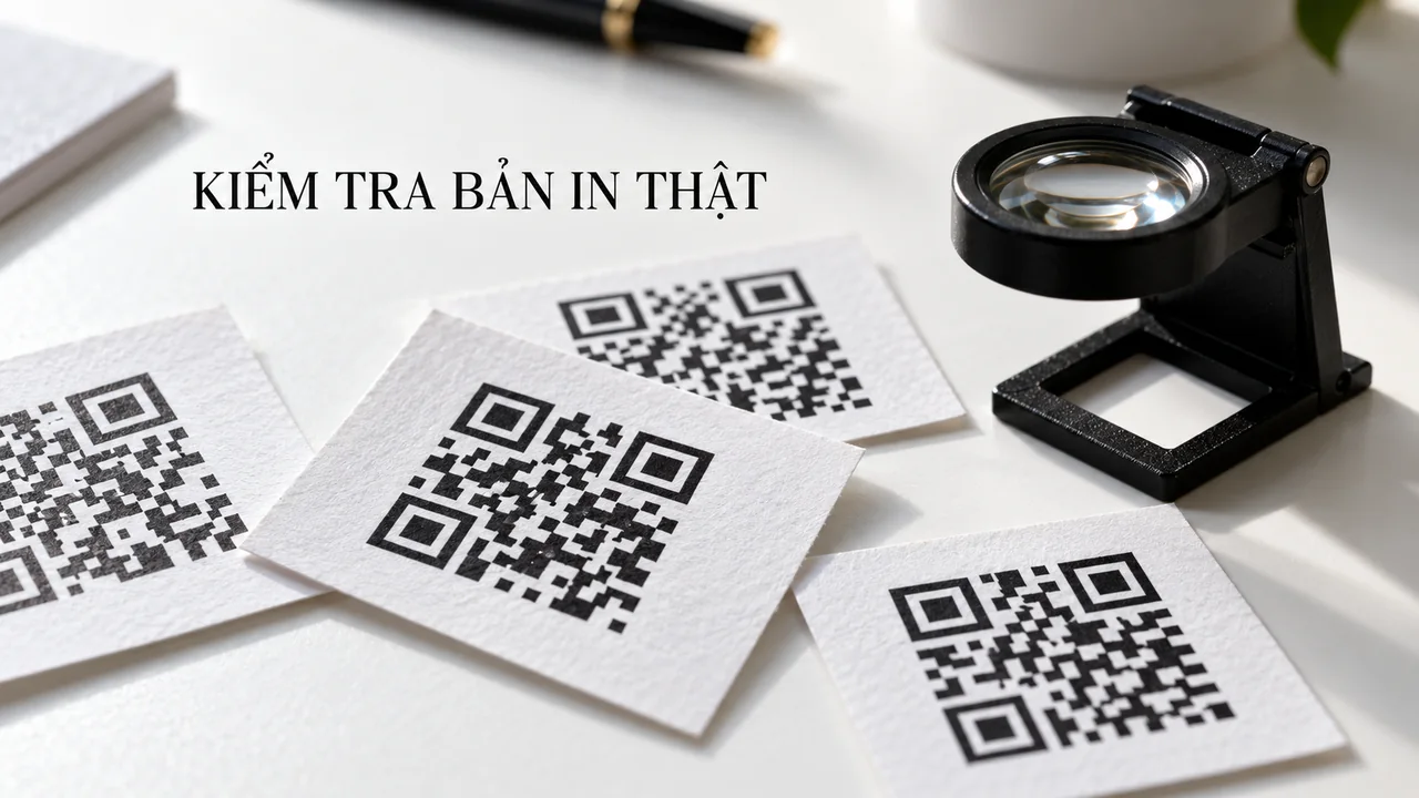 Kiểm tra chi tiết hình mã trên bản in thật