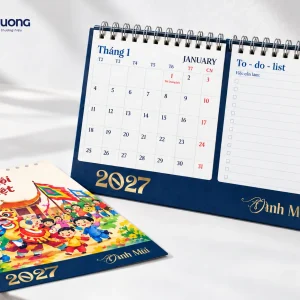 Phối cảnh minh họa Lịch bàn 13 tờ 2027 AD01 – Sắc màu lễ hội Việt, kèm trang ghi chú