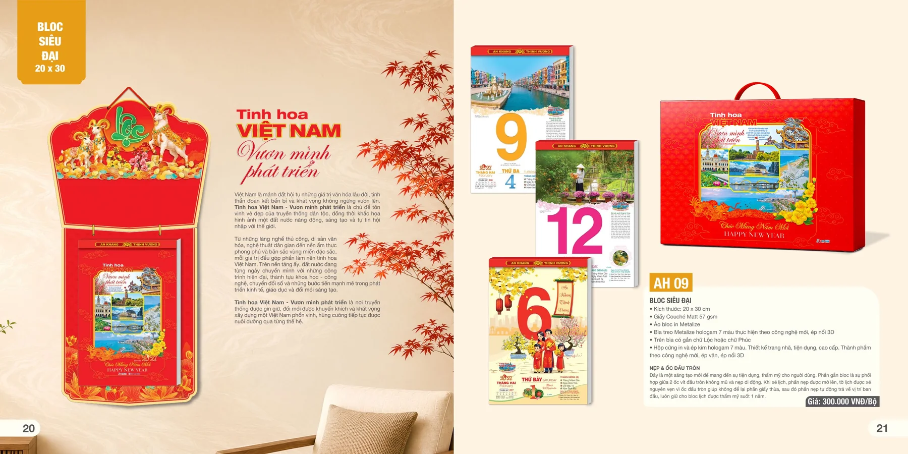 Mẫu lịch bloc 2027 20 × 30 cm AH09 – Tinh hoa Việt Nam – Vươn mình phát triển