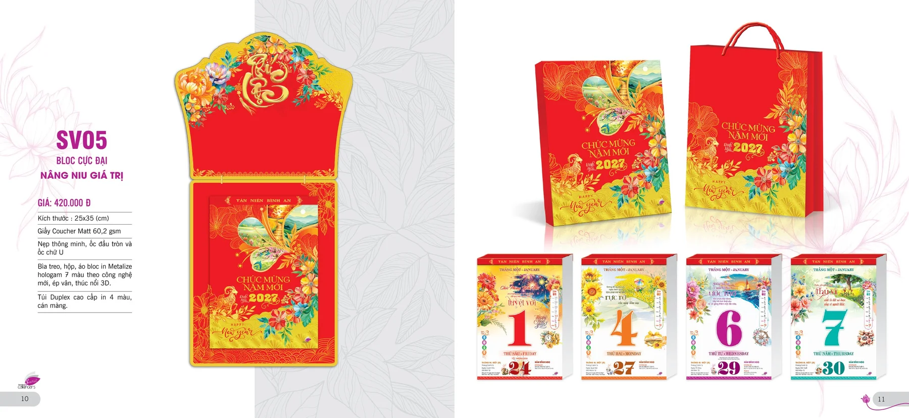 Mẫu lịch bloc 2027 25 × 35 cm SV05 – Nâng niu giá trị