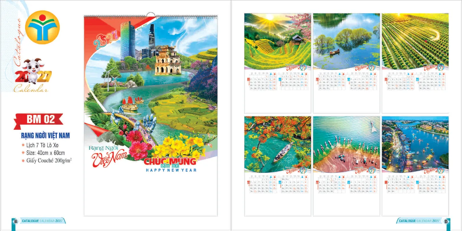 BM02 - Non nước Việt Nam - lịch lò xo 7 tờ 2027