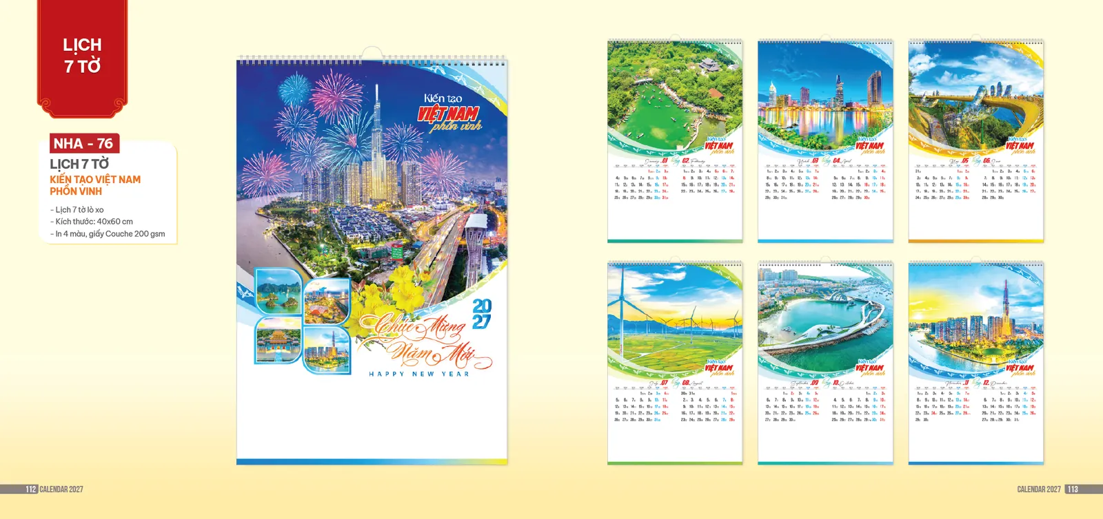 NHA76 - Đô thị hội nhập - lịch lò xo 7 tờ 2027