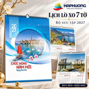 Ảnh đại diện 6 mẫu lịch lò xo 7 tờ 2027: BS13–BS14 và NH24–NH27: biển đảo, di sản, sắc xuân tại Hà Phương