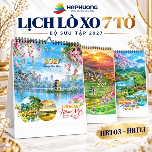 Ảnh đại diện 8 mẫu lịch lò xo 7 tờ 2027: HBT03–HBT13: quê hương, biển và mùa xuân tại Hà Phương