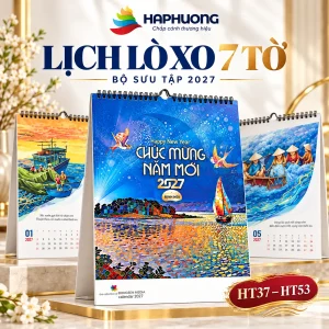 Ảnh đại diện 9 mẫu lịch lò xo 7 tờ 2027: HT37–HT53: đất nước, cây cảnh và truyền thống tại Hà Phương
