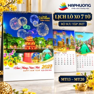 Ảnh đại diện 8 mẫu lịch lò xo 7 tờ 2027: MT13–MT20: cảnh Việt Nam và đô thị sáng màu tại Hà Phương